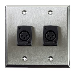 Whirlwind Wall Plate - 2 Gang Stainless Steel 2 Whirlwind WC3F Female XLRS